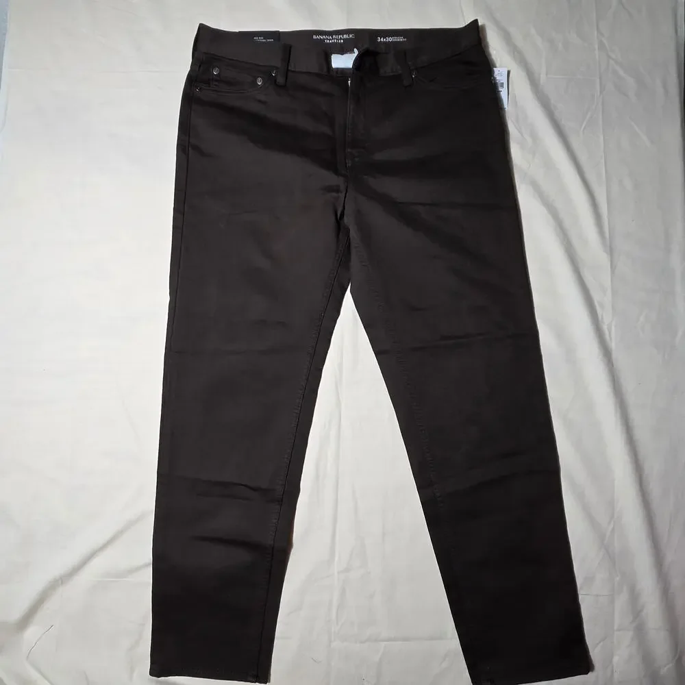 NWT Banana Republic Men's Athletic Tapered Traveler Pant 34x30 Brown 360745